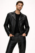 Chaqueta biker para hombre de corte recto - Dervan