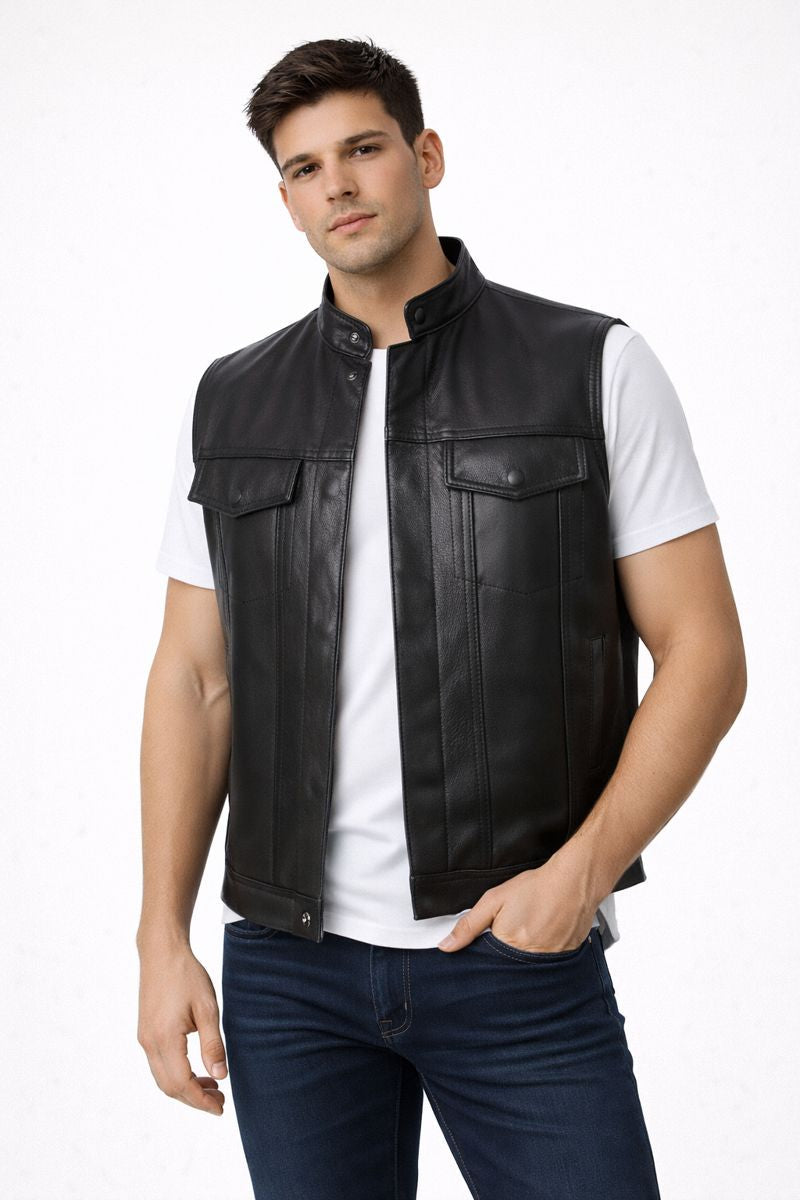 Chaleco estilo biker para hombre efecto piel - Ardent