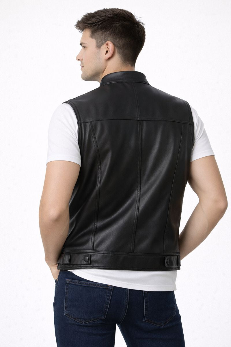 Chaleco estilo biker para hombre efecto piel - Ardent