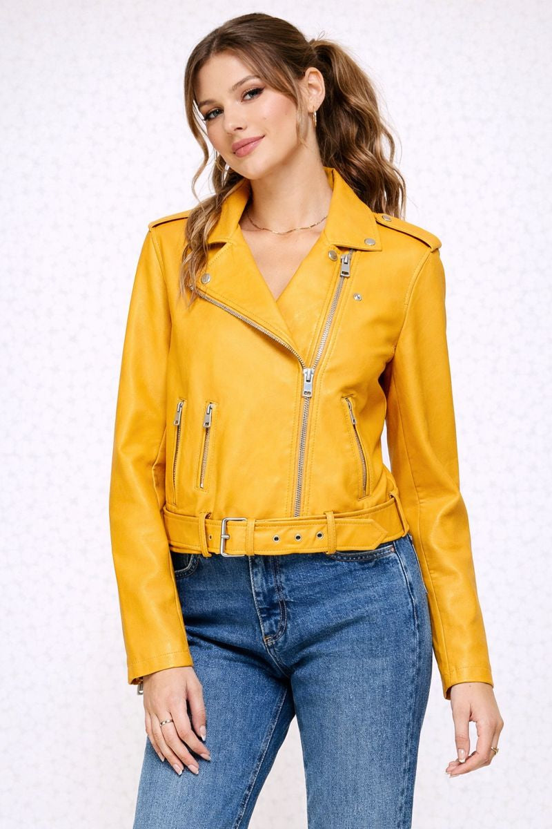 Chaqueta para mujer tipo motociclista entallada - Arelia