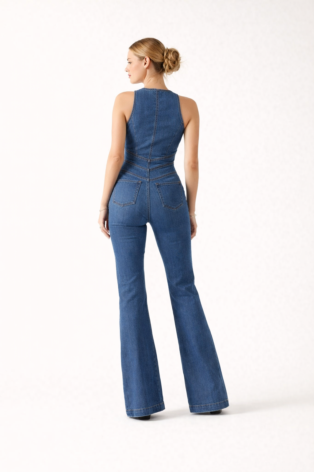 Mono vaquero ajustado con cremallera casual para mujer - Yselle