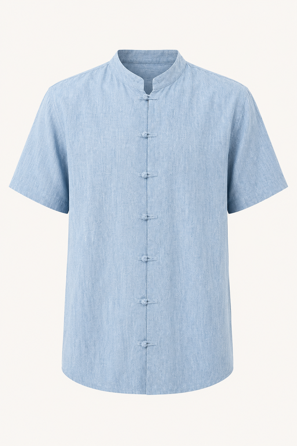 Camisa lino hombre cuello mao manga corta botonadura casual fresca - Emil