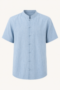 Camisa lino hombre cuello mao manga corta botonadura casual fresca - Emil