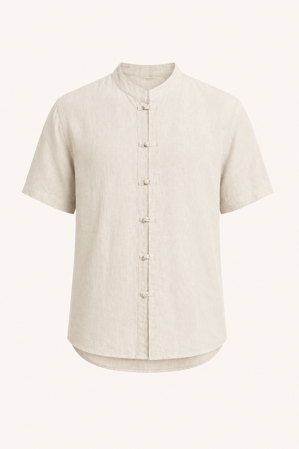 Camisa lino hombre cuello mao manga corta botonadura nudo casual fresca - Emil