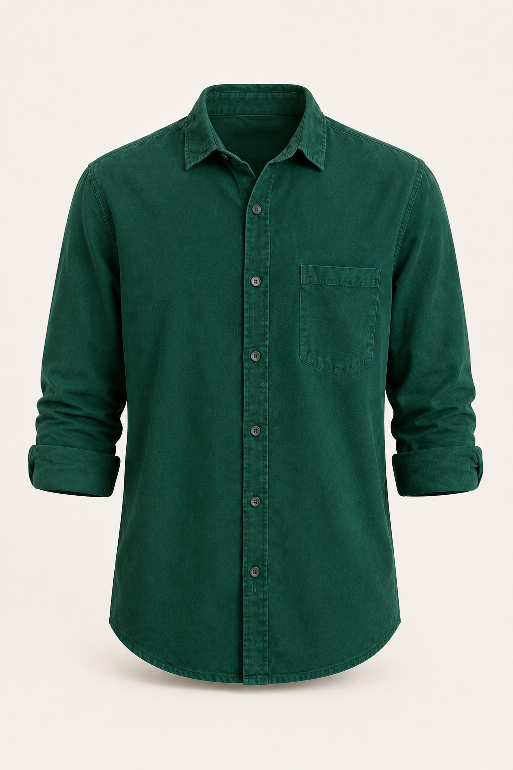 Camisa lino hombre manga larga cuello camisero bolsillo pecho casual - Emil