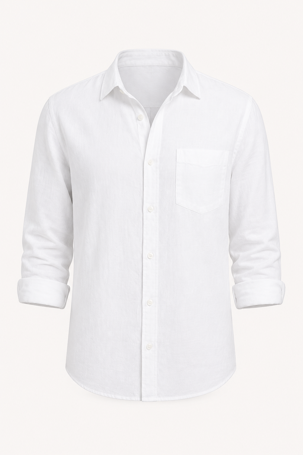 Camisa lino hombre manga larga cuello camisero bolsillo casual - Emil