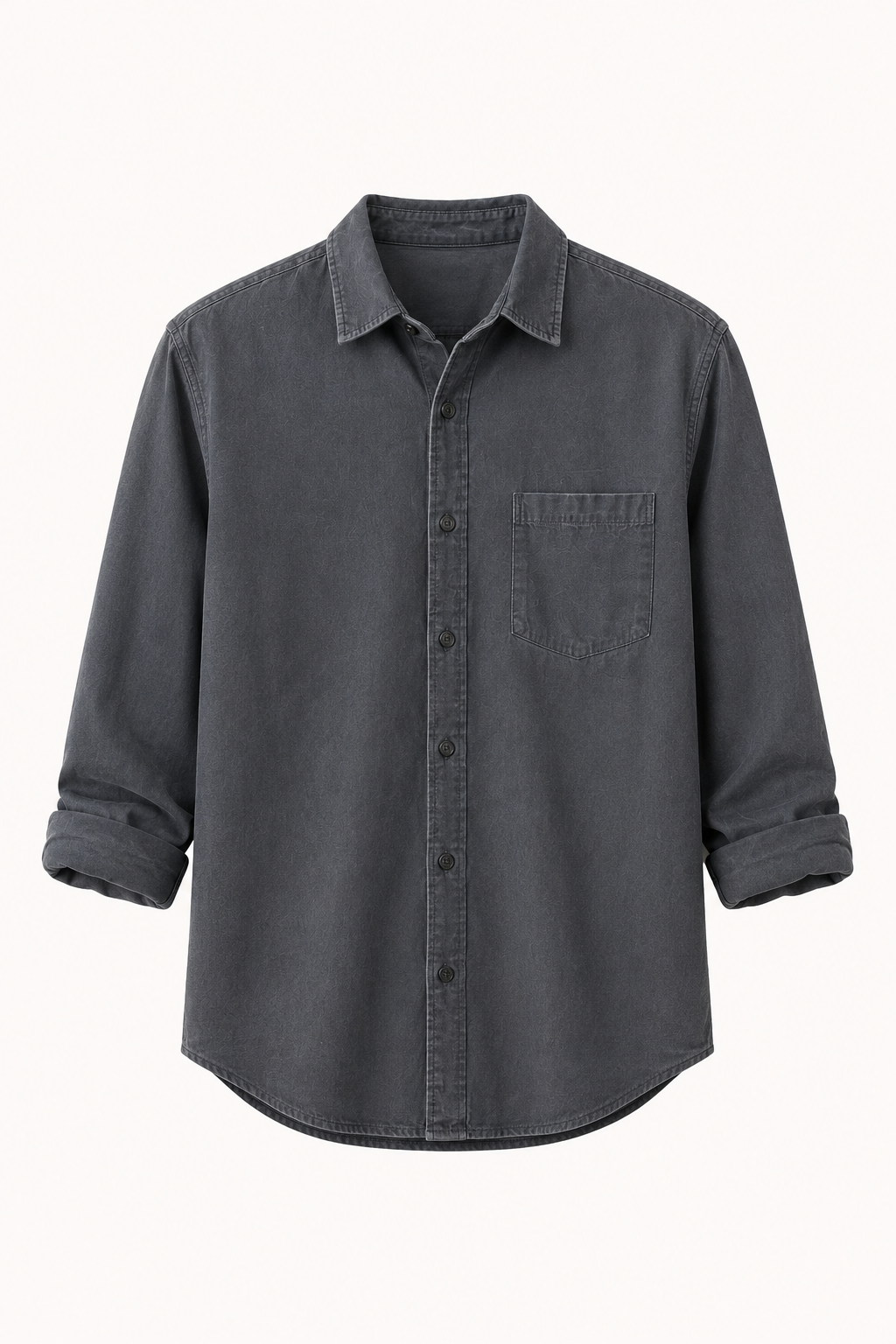 Camisa lino hombre manga larga cuello camisero bolsillo pecho casual - Emil