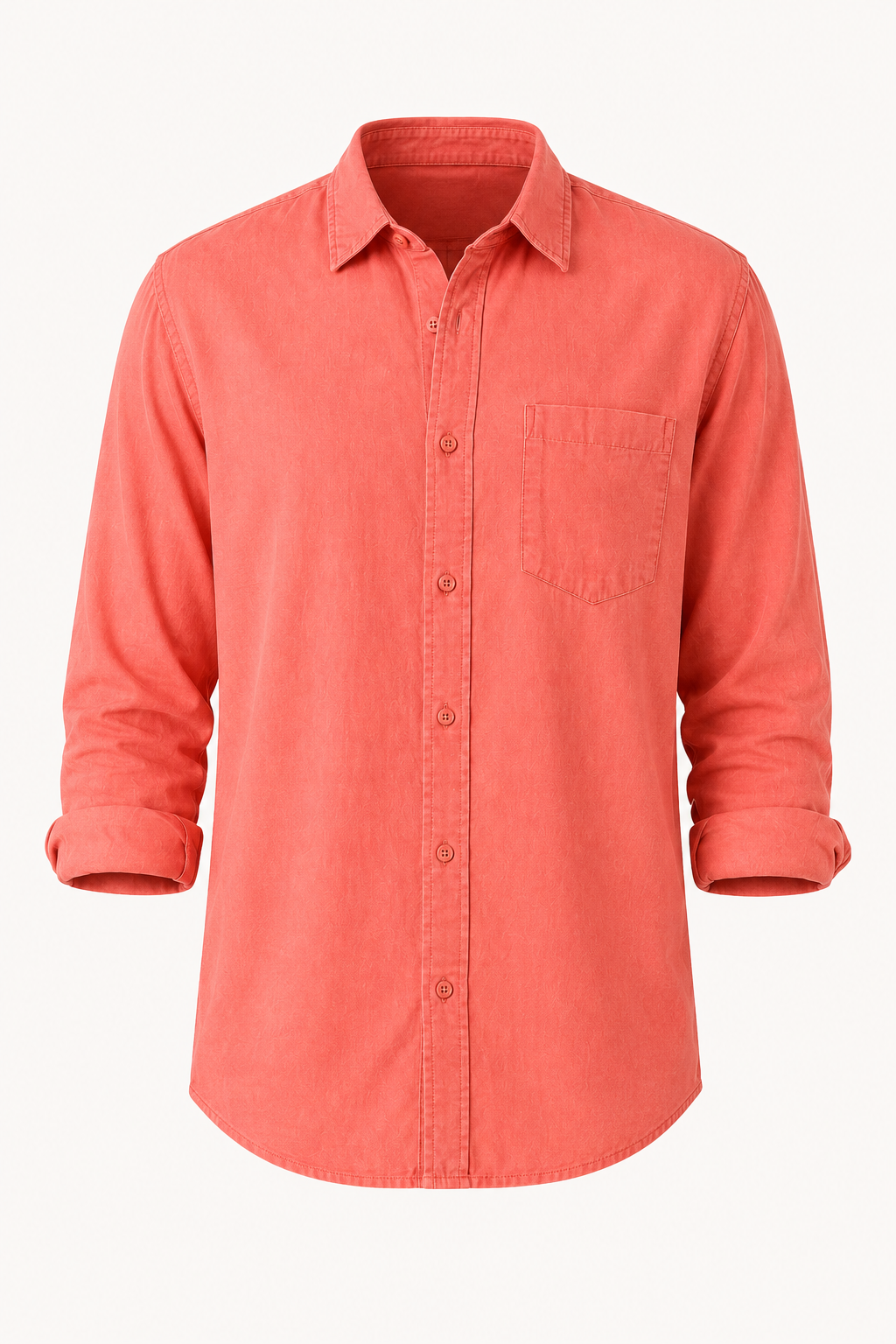 Camisa lino hombre manga larga cuello camisero bolsillo pecho casual - Emil