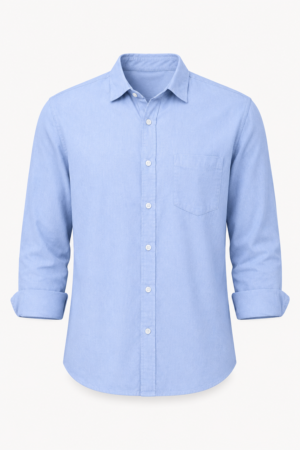 Camisa lino hombre manga larga cuello camisero bolsillo pecho casual - Emil