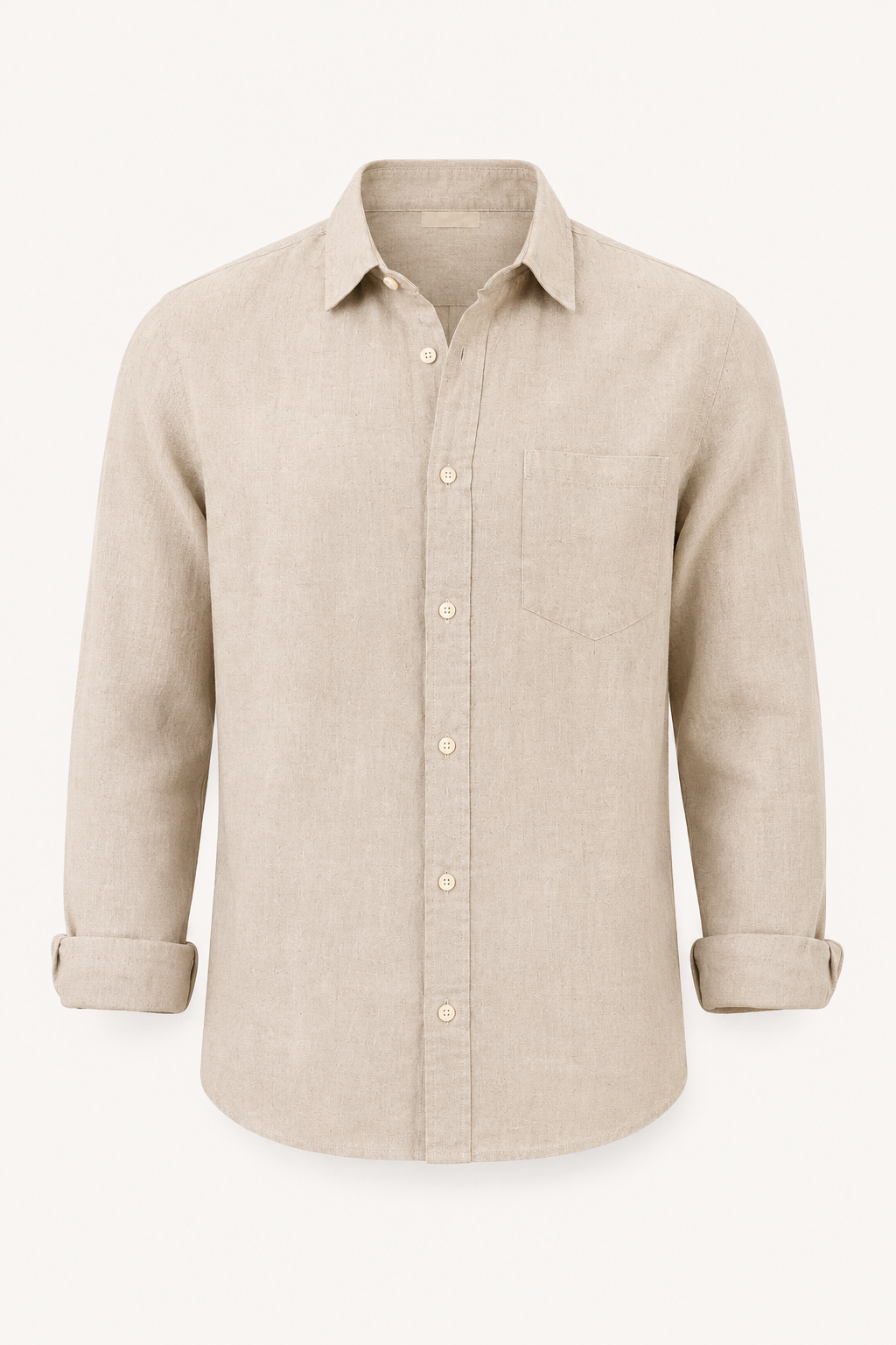 Camisa lino hombre manga larga cuello camisero bolsillo casual - Emil