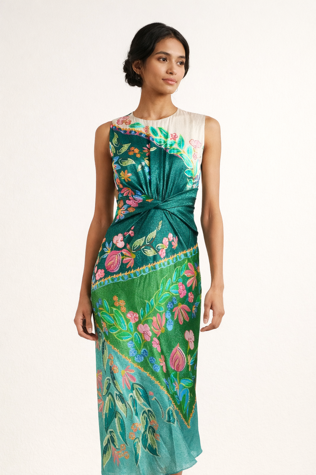 Vestido midi sin mangas con estampado elegante para eventos de verano - Agnese
