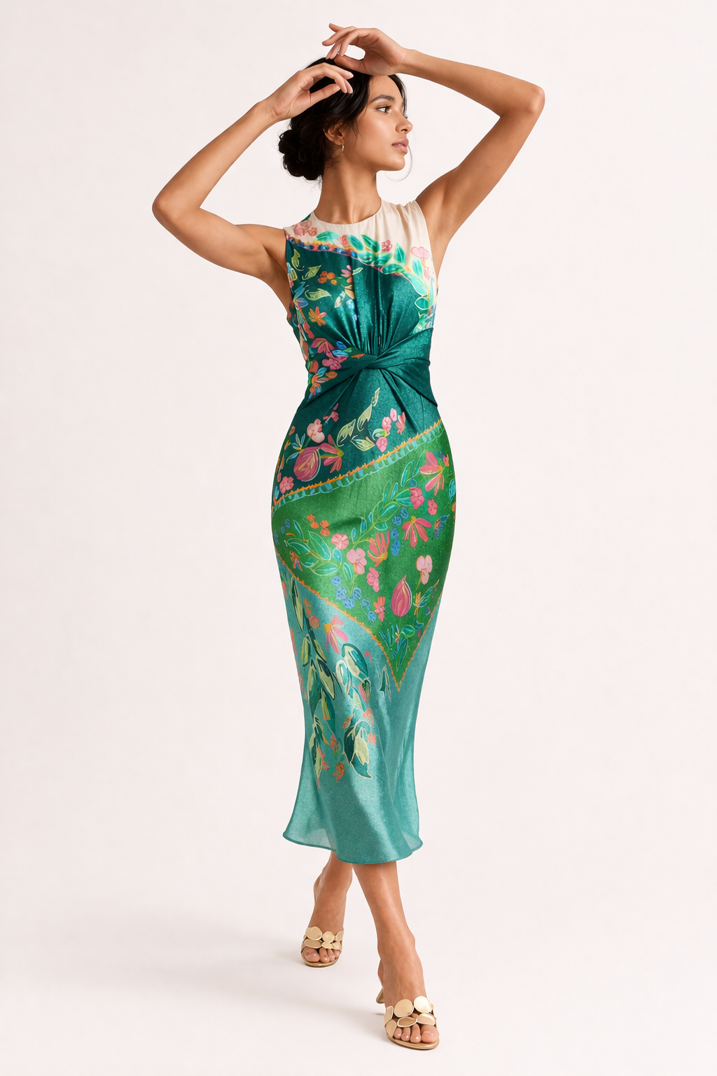 Vestido midi sin mangas con estampado elegante para eventos de verano - Agnese