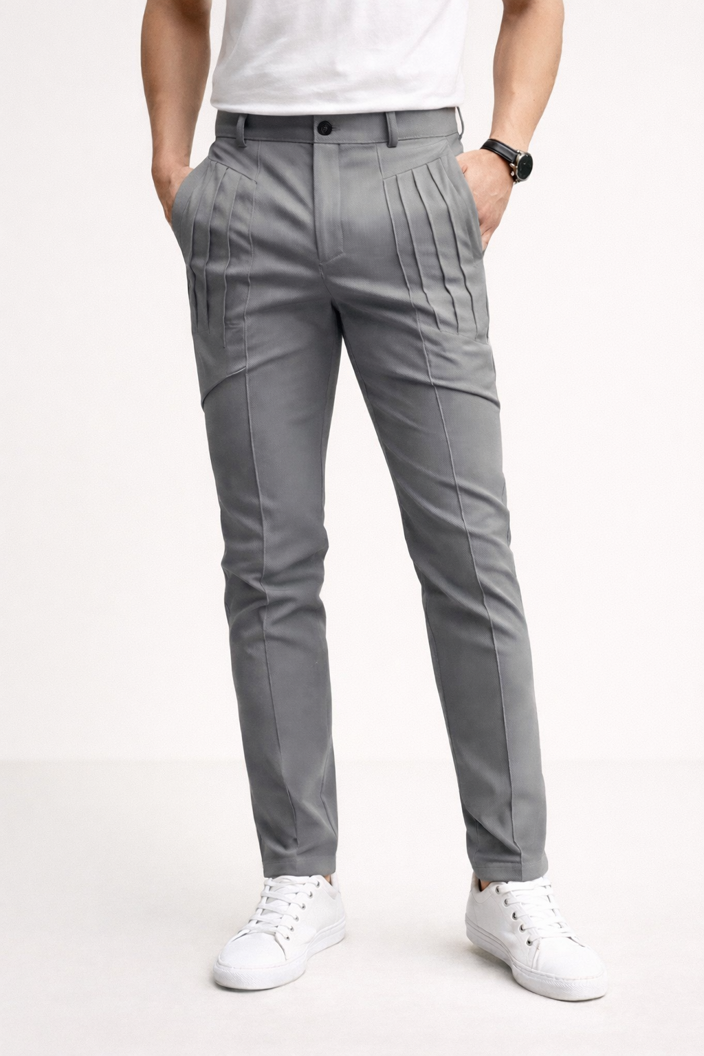 Pantalones slim para hombre con pinzas dobles y corte moderno - Grober