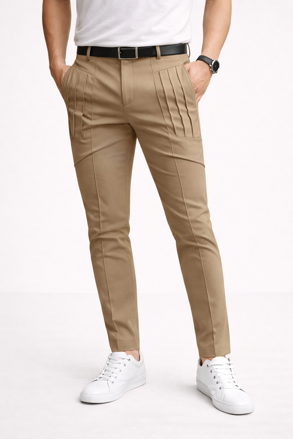 Pantalones slim para hombre con pinzas dobles y corte moderno - Grober