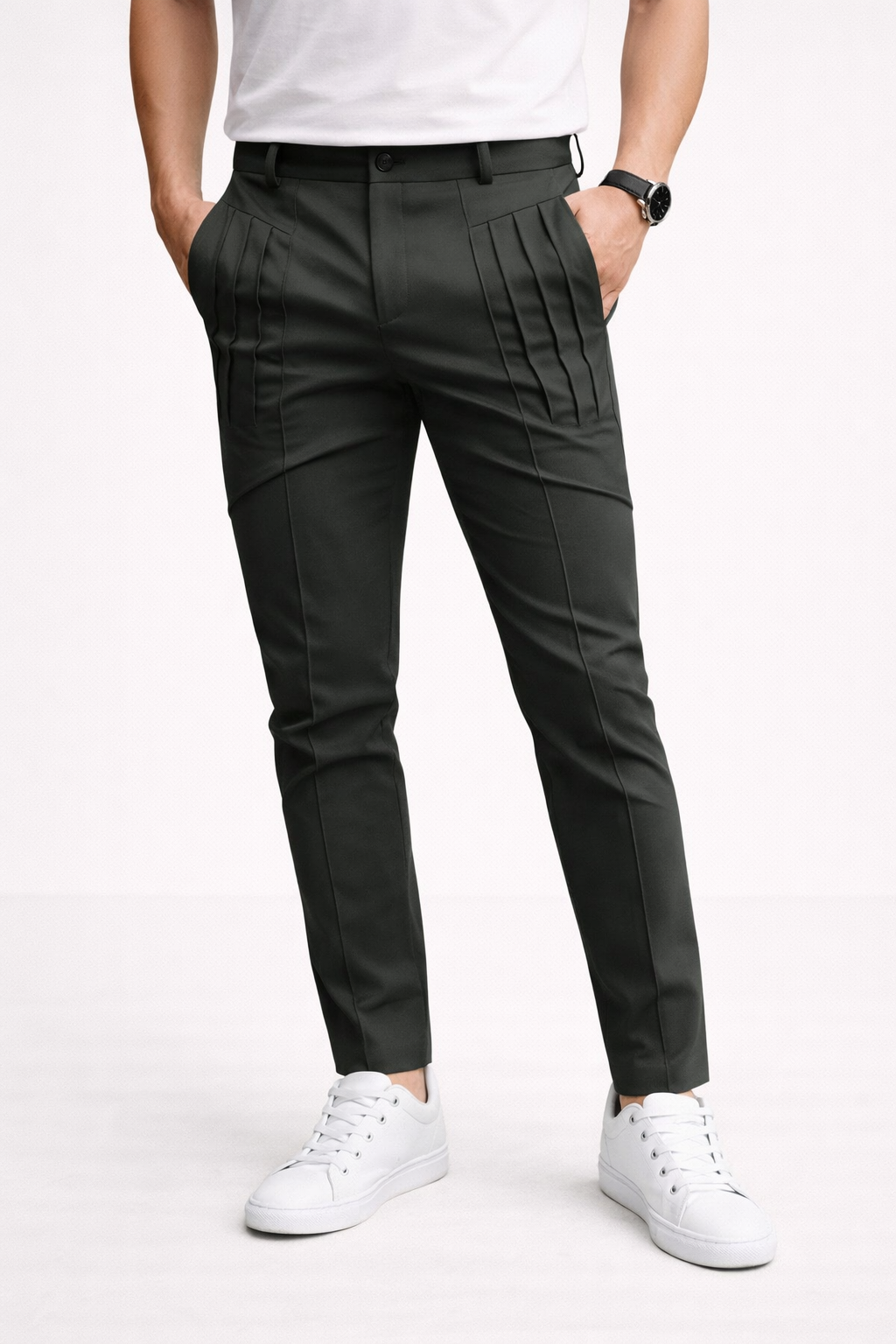Pantalones slim para hombre con pinzas dobles y corte moderno - Grober
