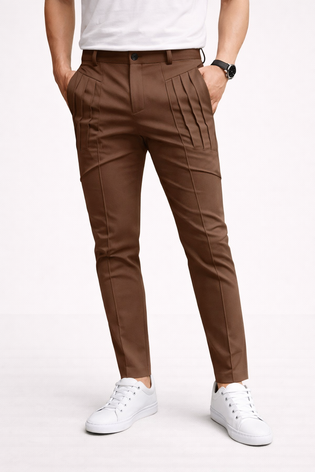 Pantalones slim para hombre con pinzas dobles y corte moderno - Grober