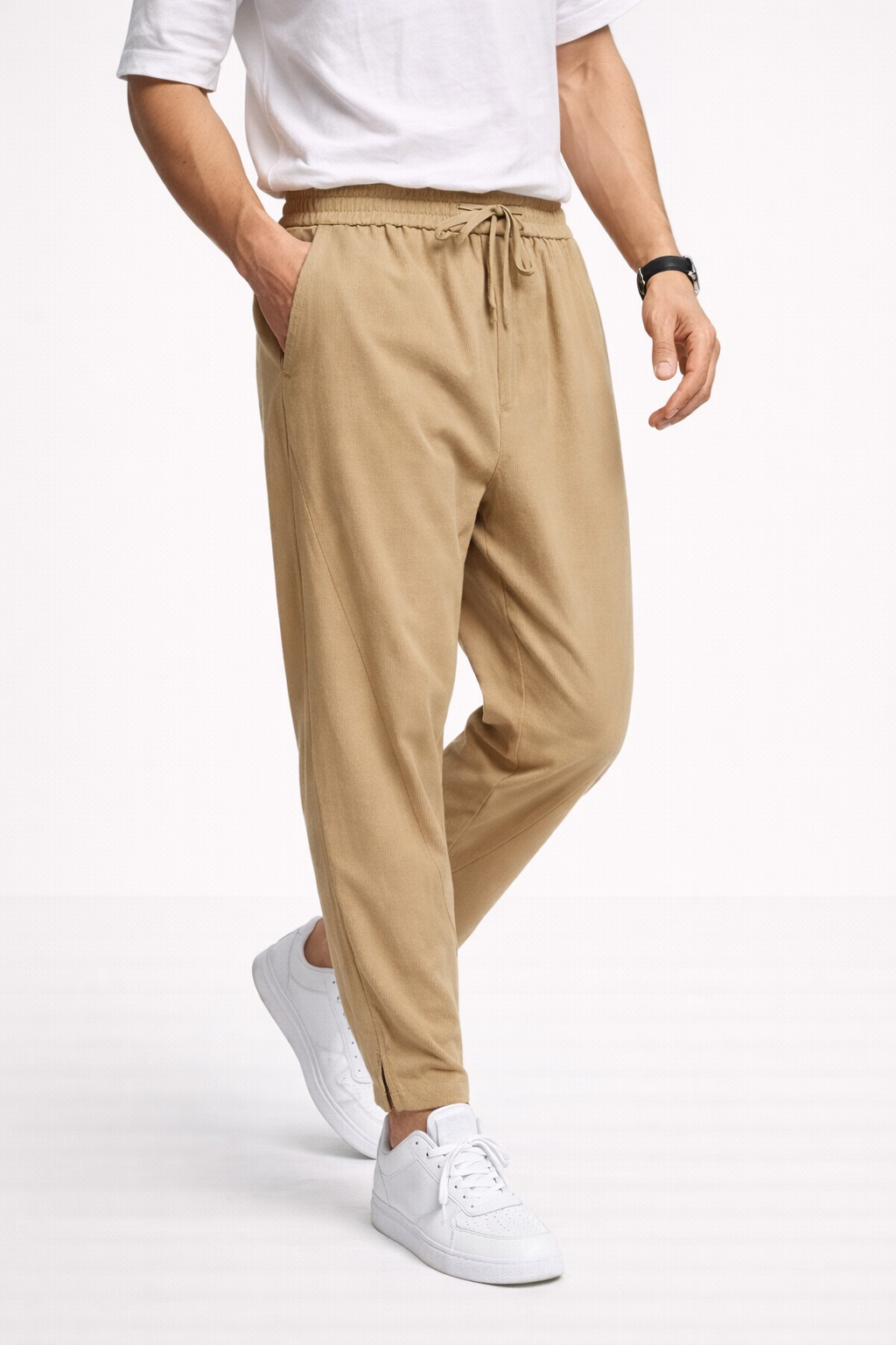 Pantalón jogger en lino con cordón ajustable para hombre - Najim