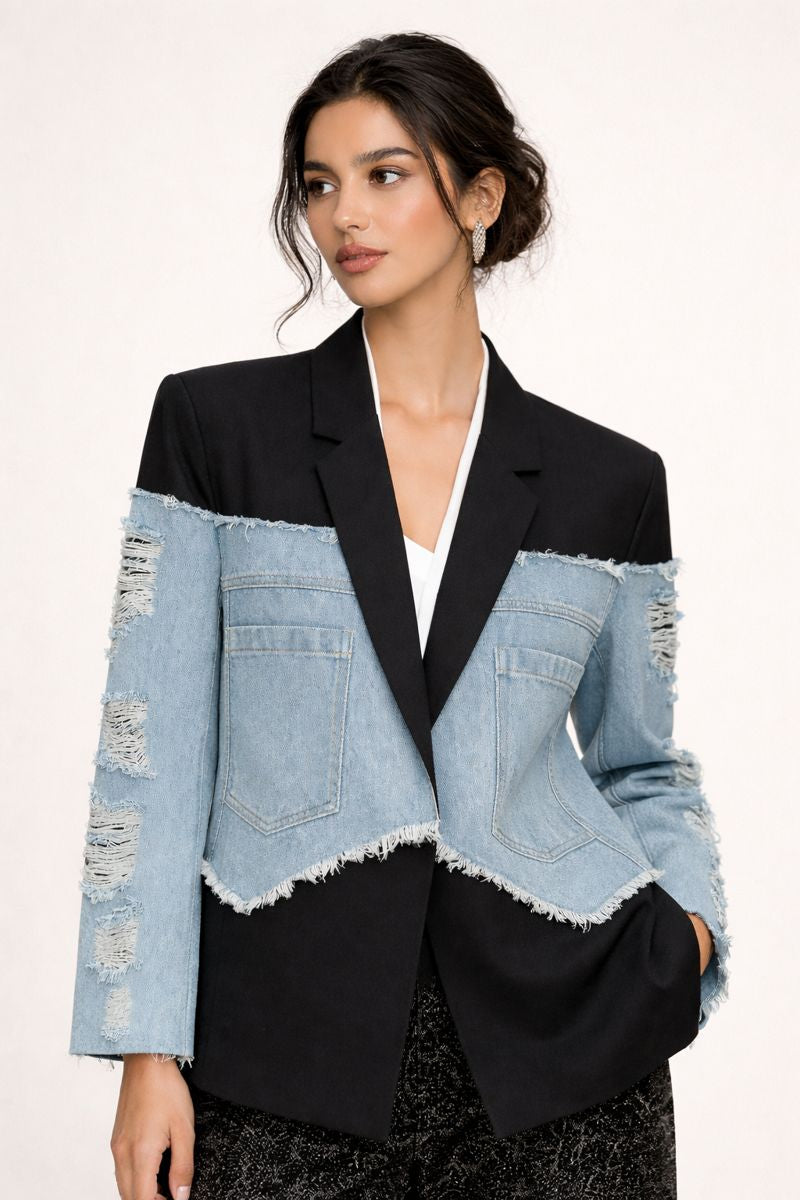 Blazer para mujer con mezcla de denim - Aisha