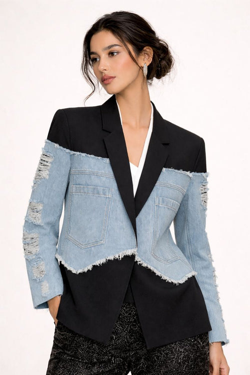 Blazer para mujer con mezcla de denim - Aisha