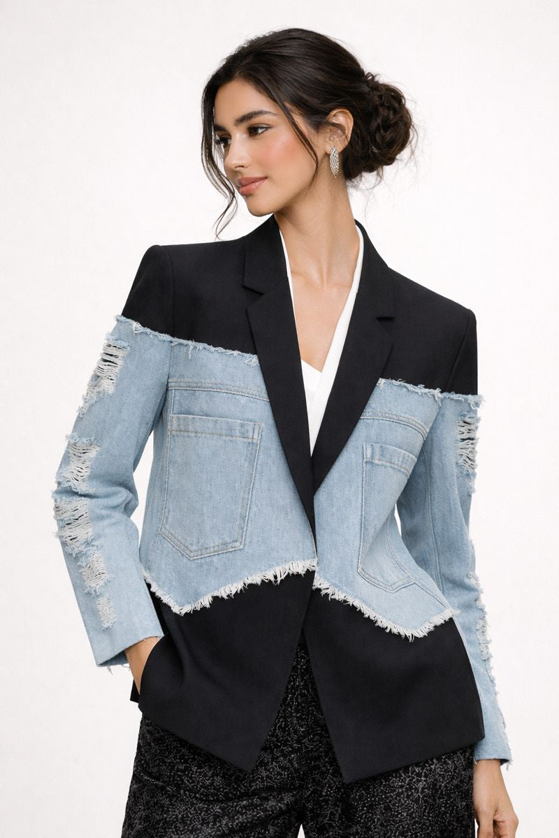 Blazer para mujer con mezcla de denim - Aisha