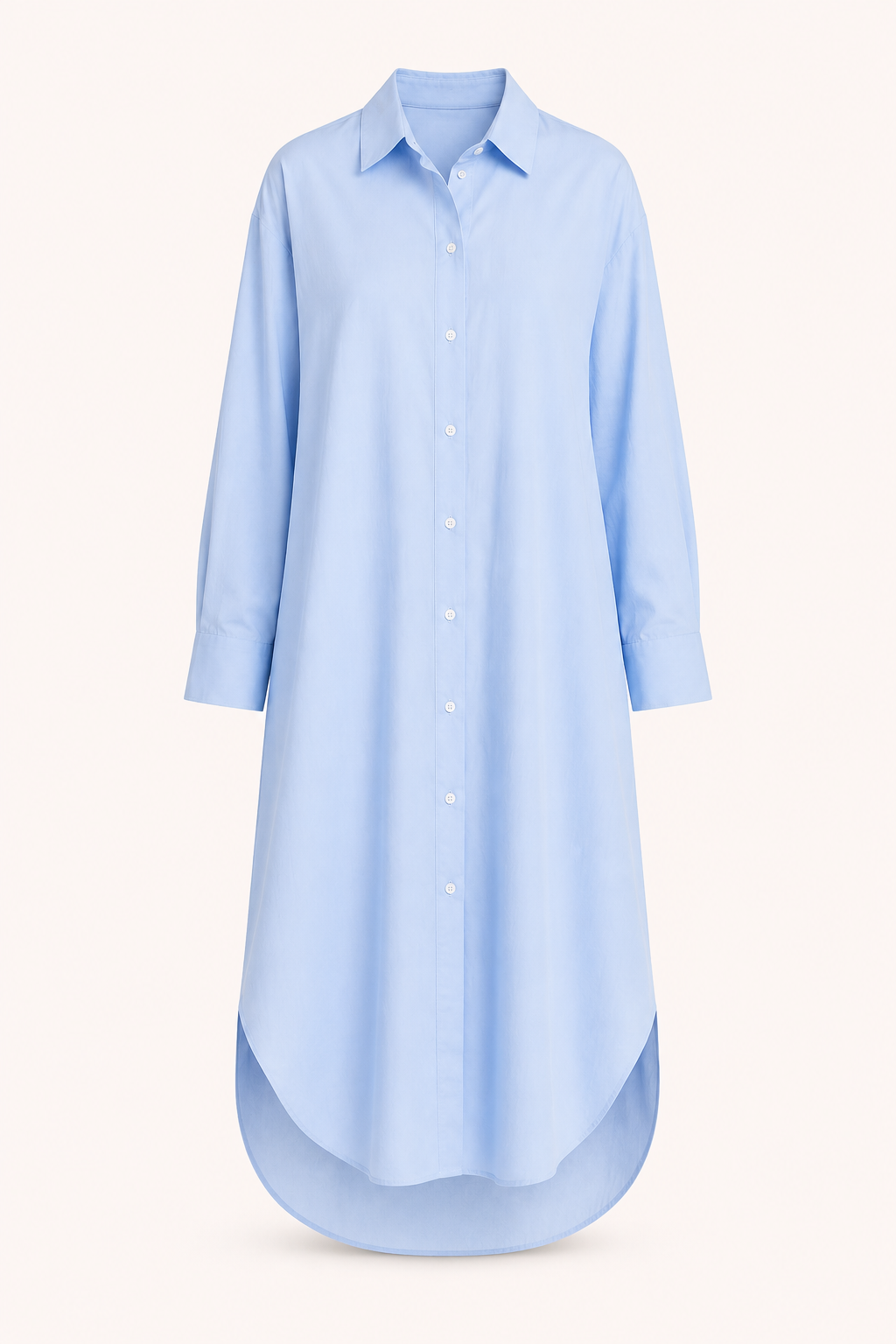 Vestido camisero largo mujer cuello clásico manga larga botones bolsillo pecho - Shanik