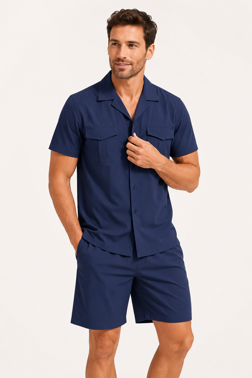 Conjunto hombre camisa manga corta short a juego doble bolsillo verano - Matthis