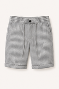 Bermuda lino hombre rayas verticales pretina botón corte recto verano - Nadal