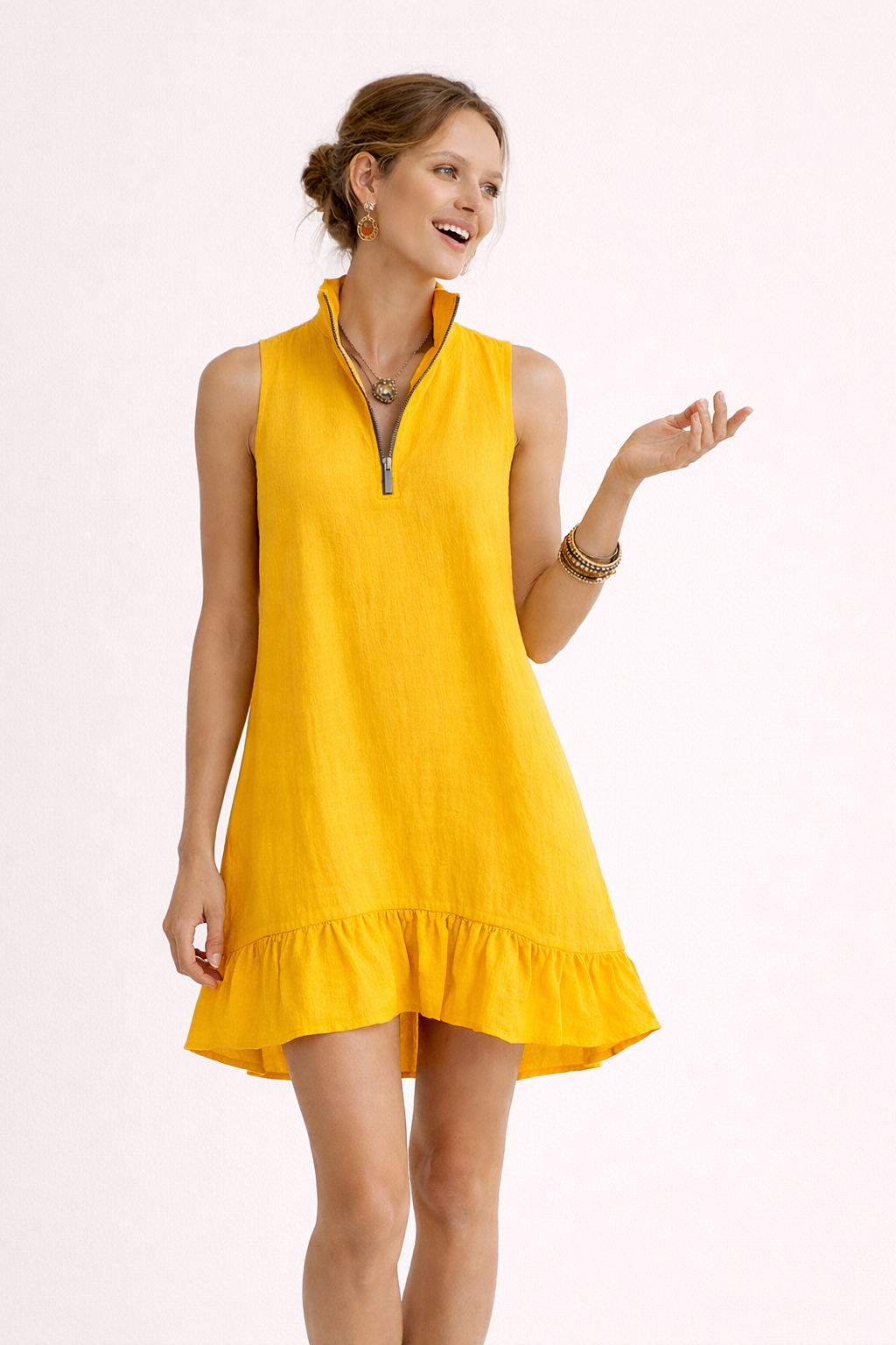 Minivestido sin mangas con cremallera frontal para el verano casual - Susanna
