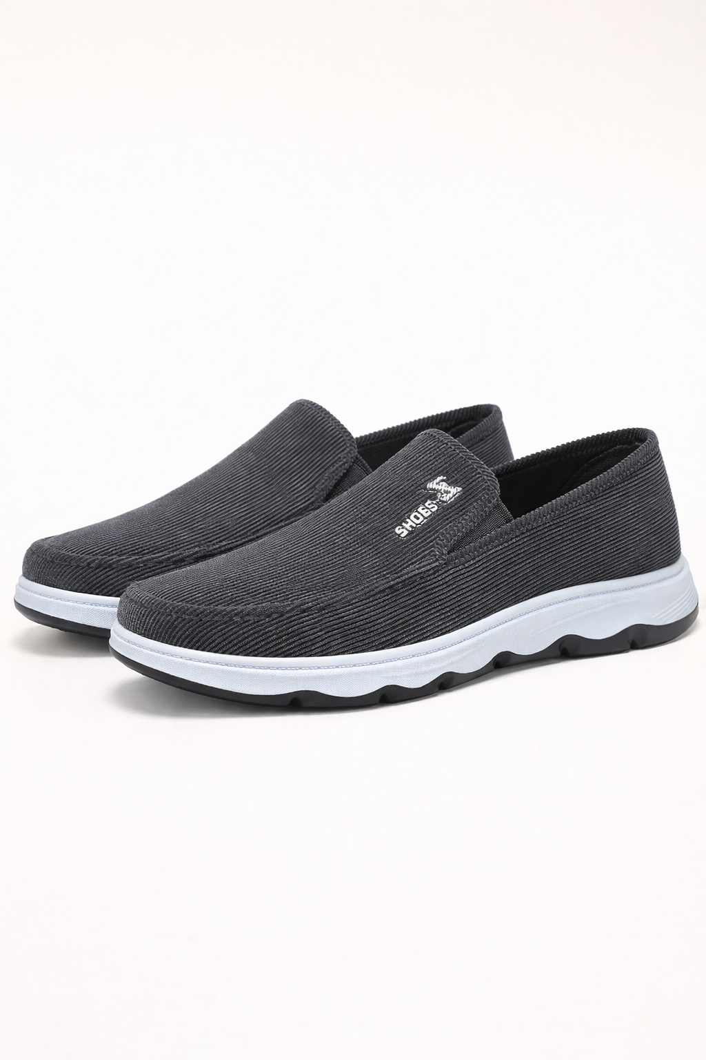 Mocasines slip-on de pana gris para mujer - Dalmasca