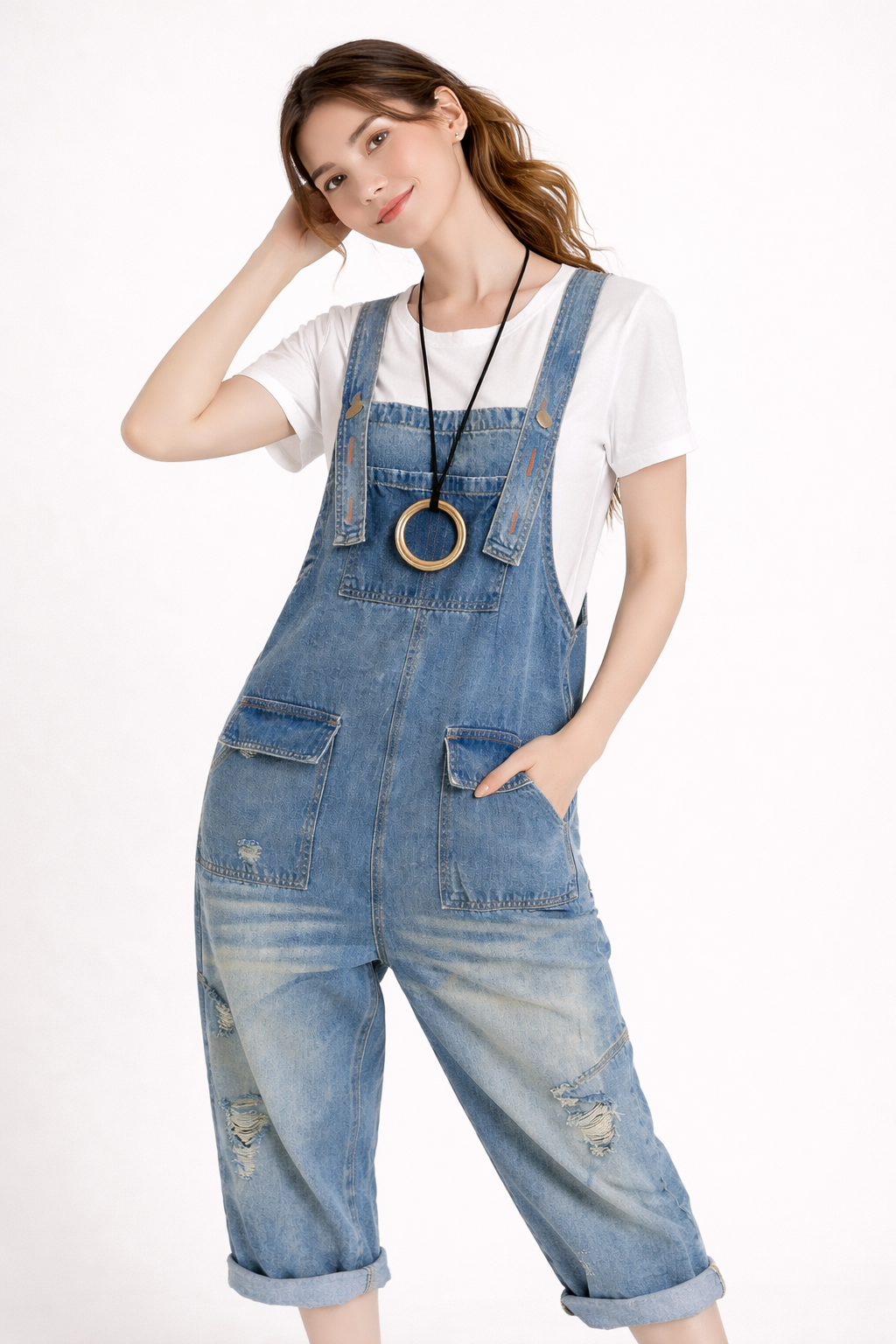 Overol de mezclilla tipo harem - Berta