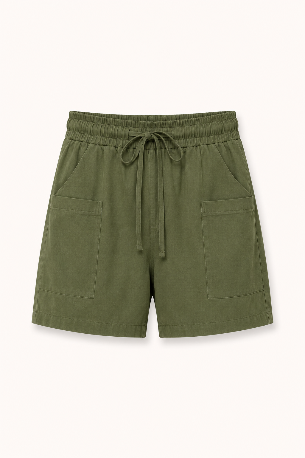 Short mujer cintura elástica lazo bolsillos parche pierna amplia casual - Lanni