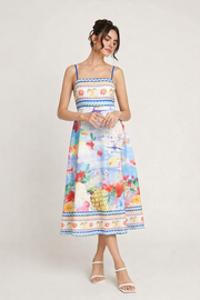 Beige/Estampado azul