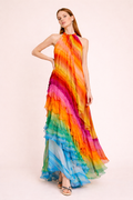 Maxi vestido multicolor para mujer con escote halter - Kiana