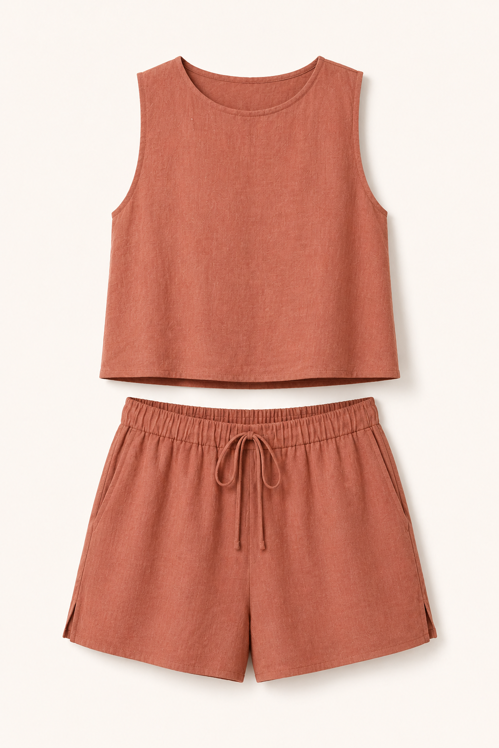 Conjunto mujer top sin mangas short cintura elástica cordón coordinado verano - Anika
