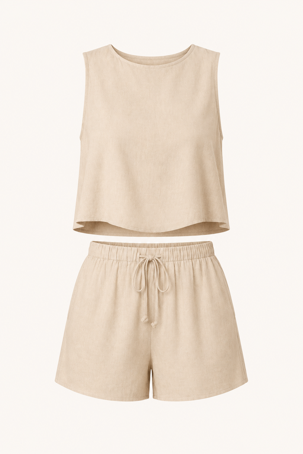 Conjunto mujer top sin mangas short cintura elástica cordón coordinado verano - Anika
