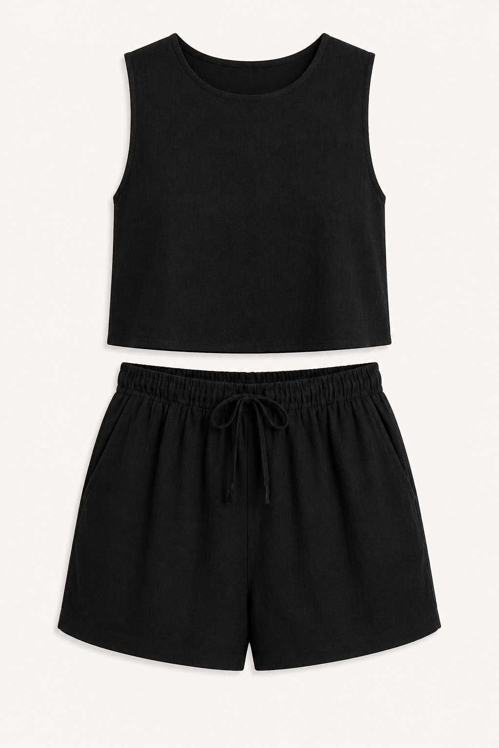 Conjunto mujer top sin mangas short cintura elástica cordón coordinado verano - Anika