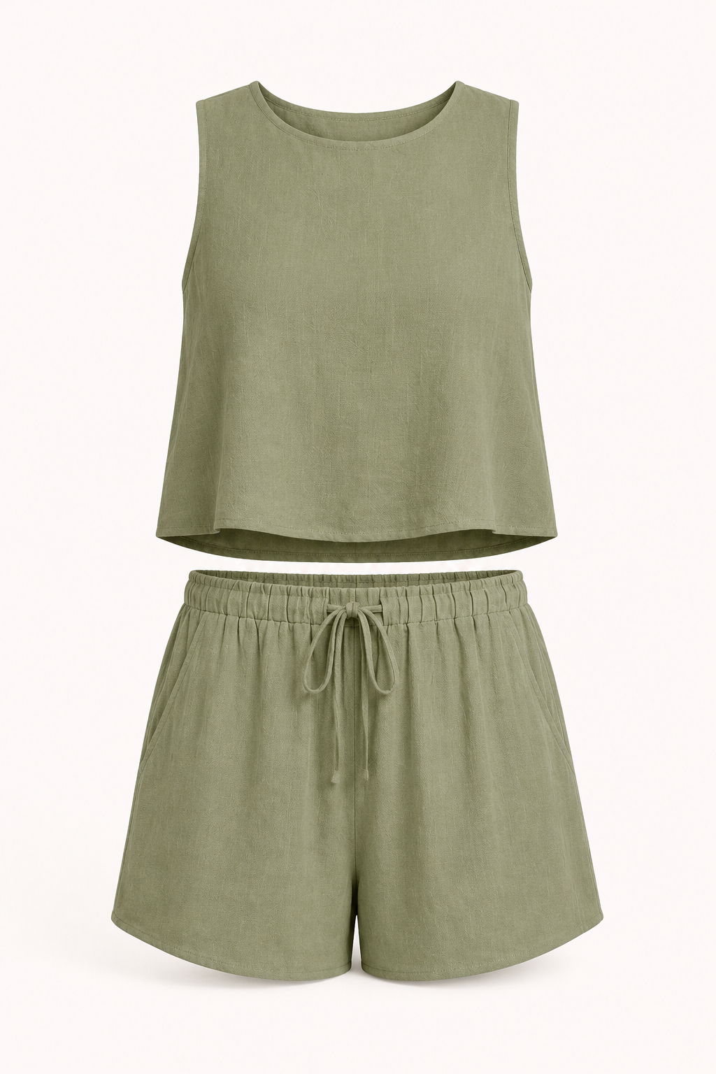 Conjunto mujer top sin mangas short cintura elástica cordón coordinado verano - Anika