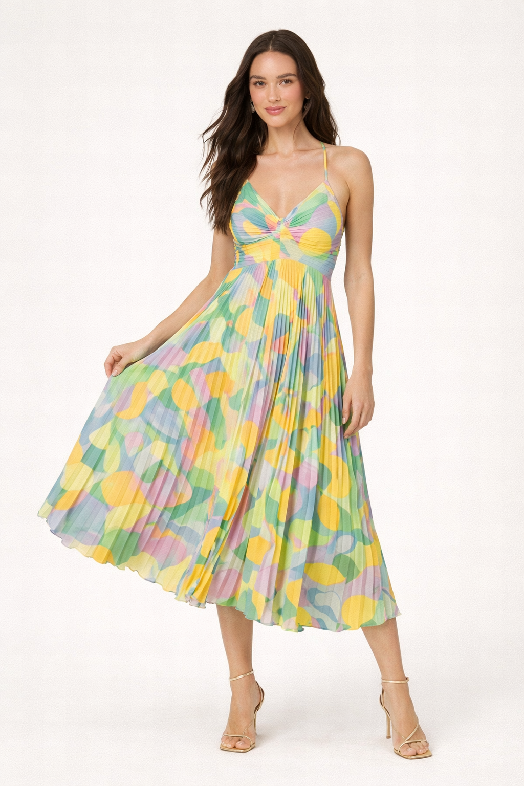 Vestido midi para mujer ligero y fresco con tirantes finos - Aranza