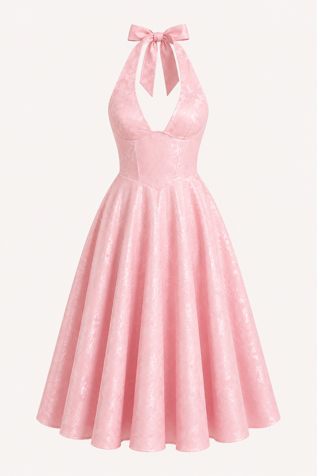 Vestido midi mujer halter falda amplia cintura marcada elegante - Elodie