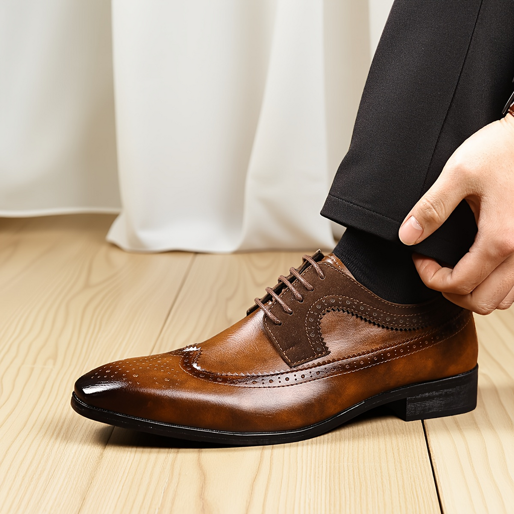 Zapatos Oxford de vestir para hombre diseño clásico perforado - Brevion