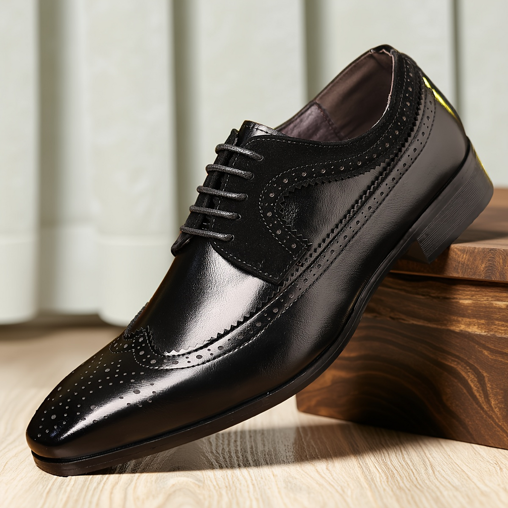 Zapatos Oxford de vestir para hombre diseño clásico perforado - Brevion
