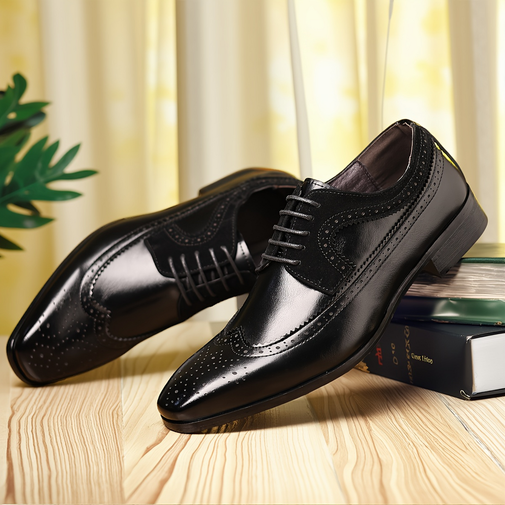 Zapatos Oxford de vestir para hombre diseño clásico perforado - Brevion