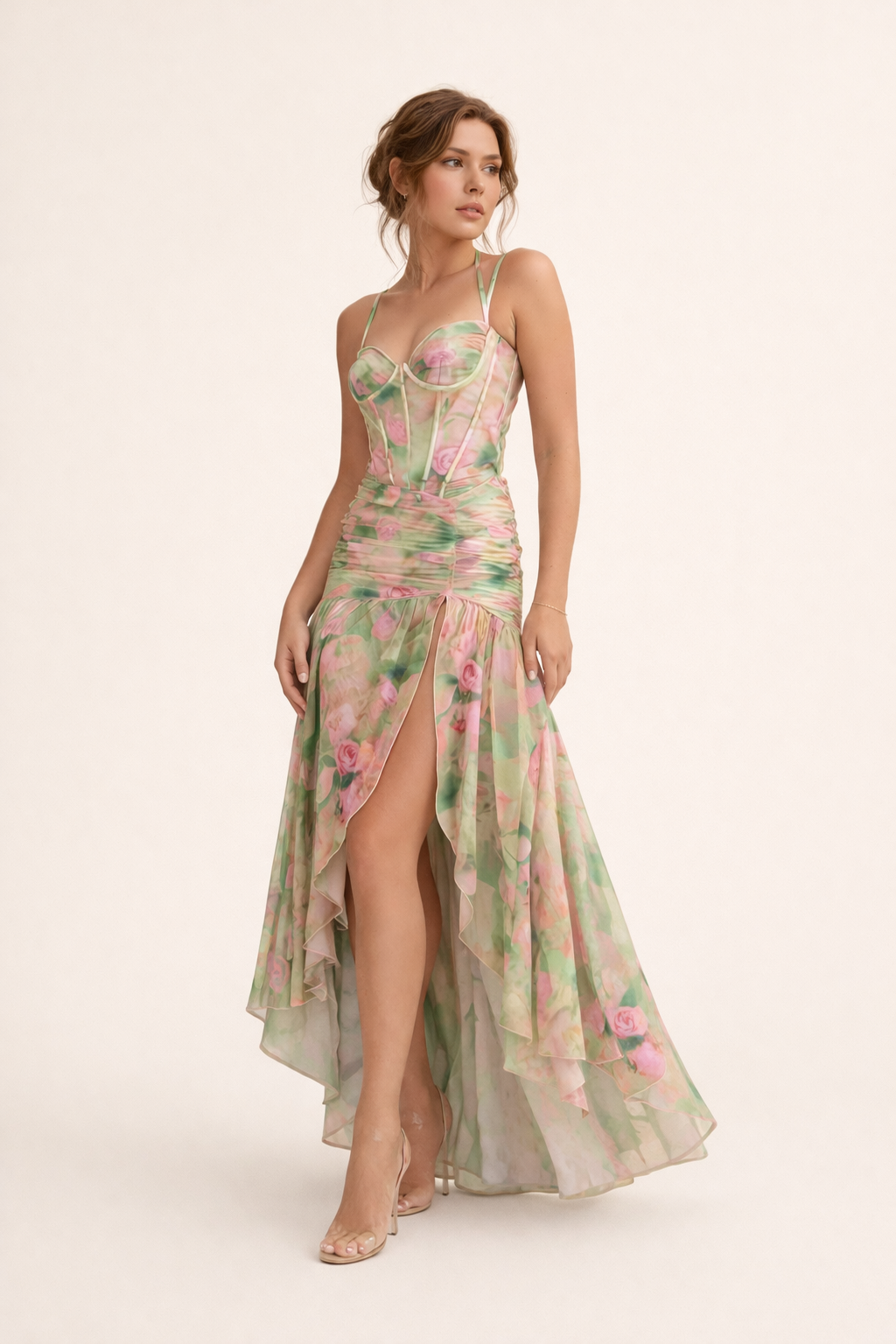 Vestido largo con flores de corte elegante para mujer - Carla