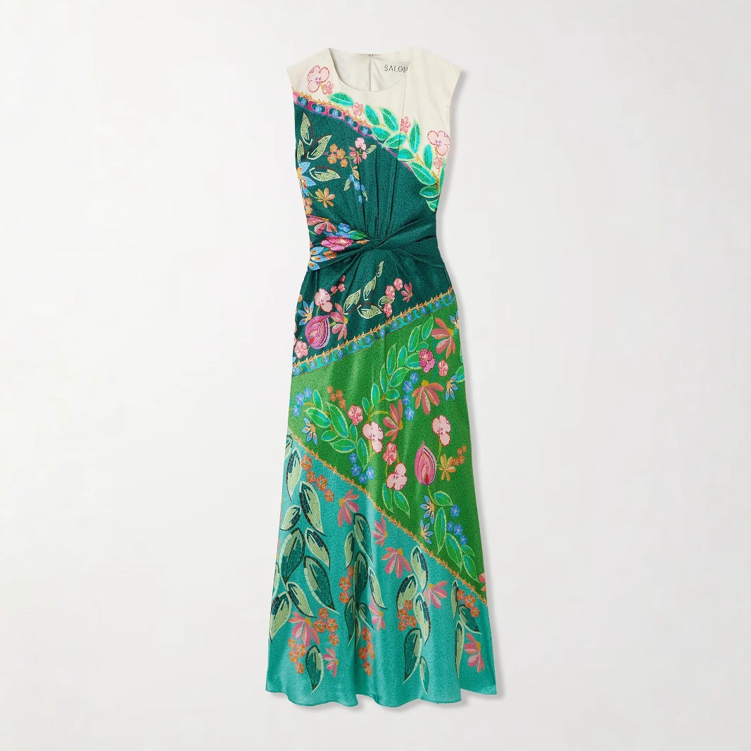 Vestido midi sin mangas con estampado elegante para eventos de verano - Agnese