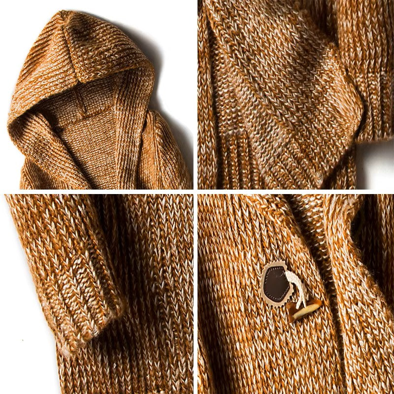 Cardigan de punto tupido con caperuza para hombre - Marlow