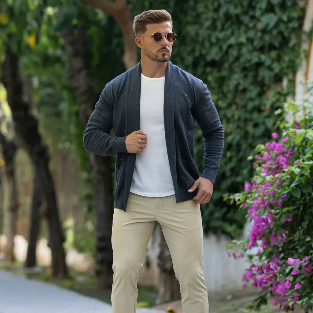 Cárdigan de punto ligero de tejido suave y resistente prenda casual versátil para uso diario