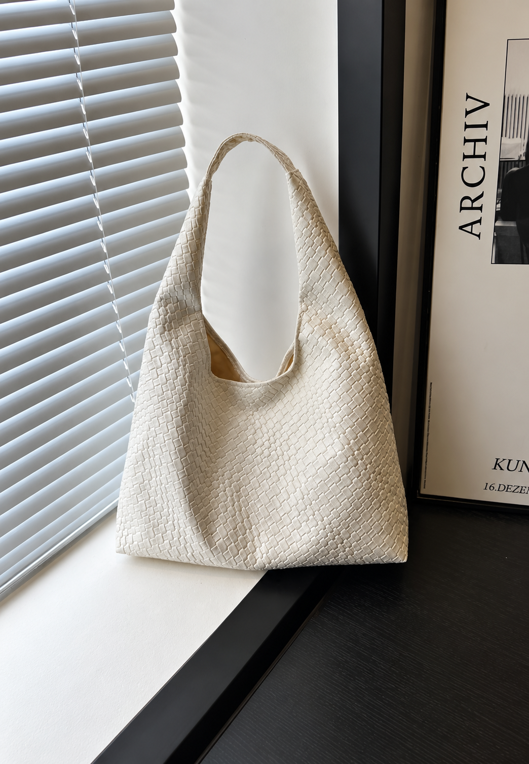 Bolso hombro mujer efecto piel trenzado hobo cremallera manos libres - Apolline
