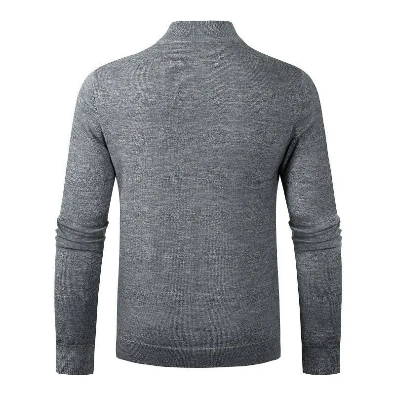Jersey punto hombre media cremallera cuello alto textura discreta casual elegante - Nivard