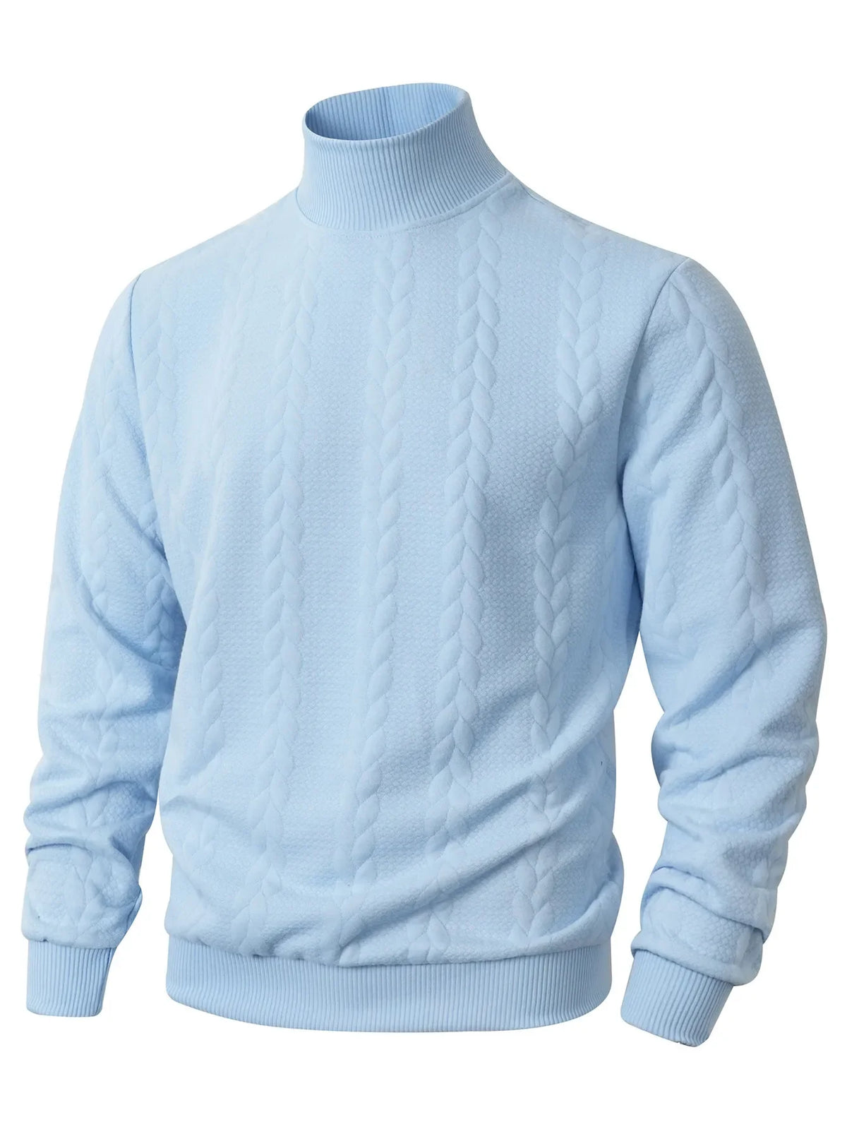 Jersey punto hombre cuello alto trenzado textura básico elegante otoño - Matteo