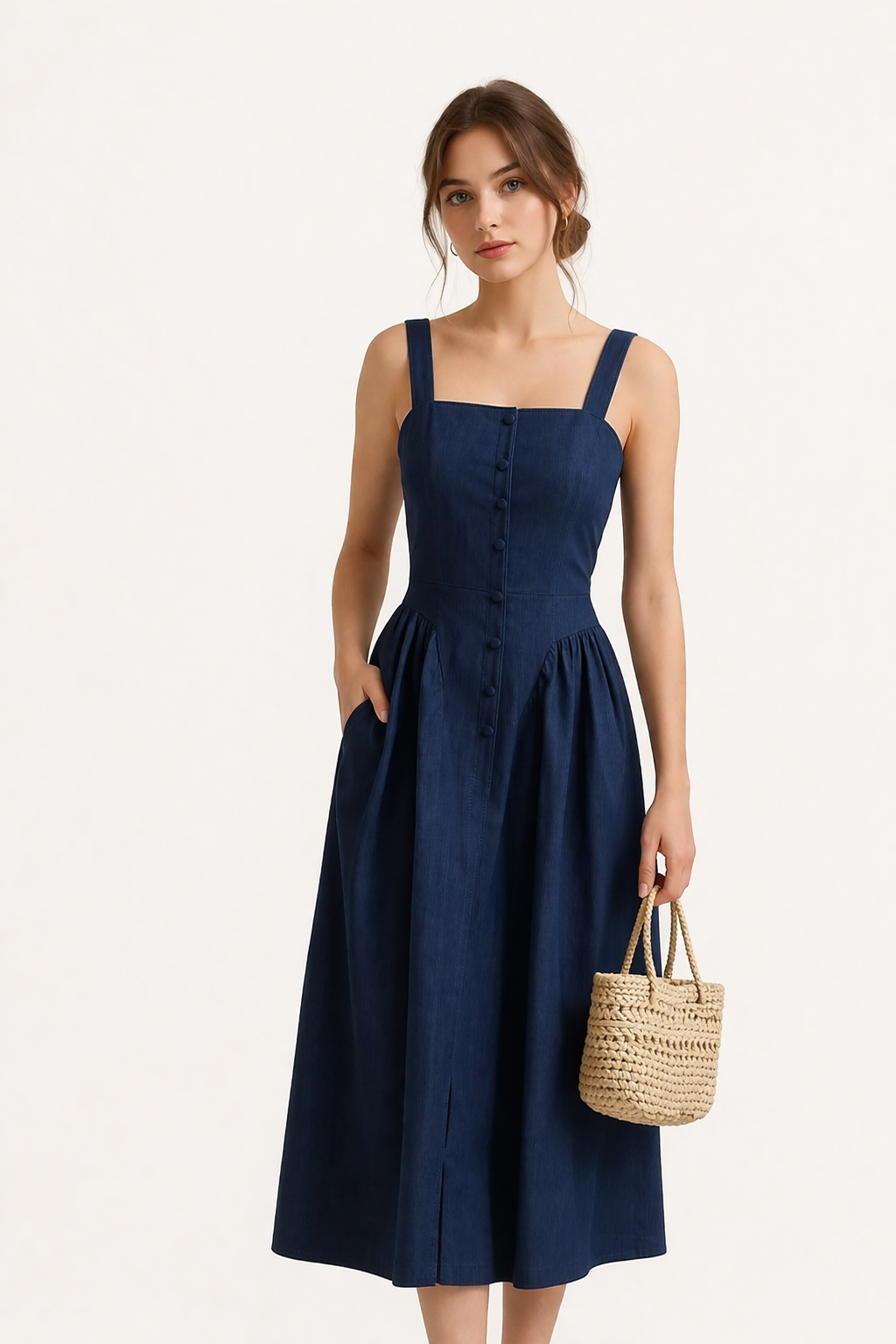Vestido midi de tirantes para mujer estilo casual y veraniego cómodo - Marie